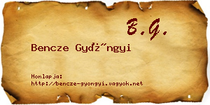 Bencze Gyöngyi névjegykártya