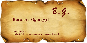 Bencze Gyöngyi névjegykártya